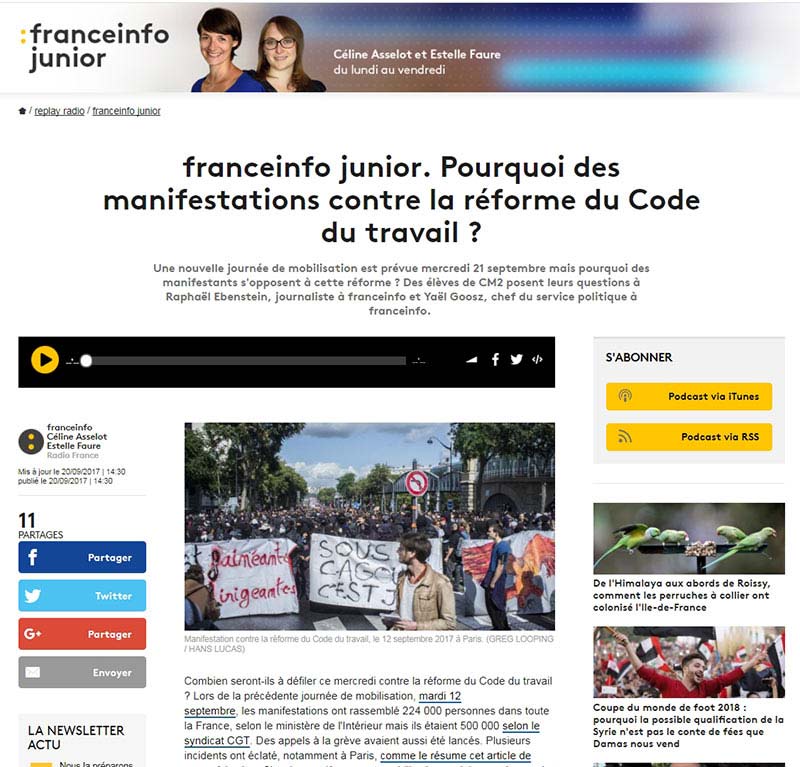 copie d'écran du site de France TV Junior